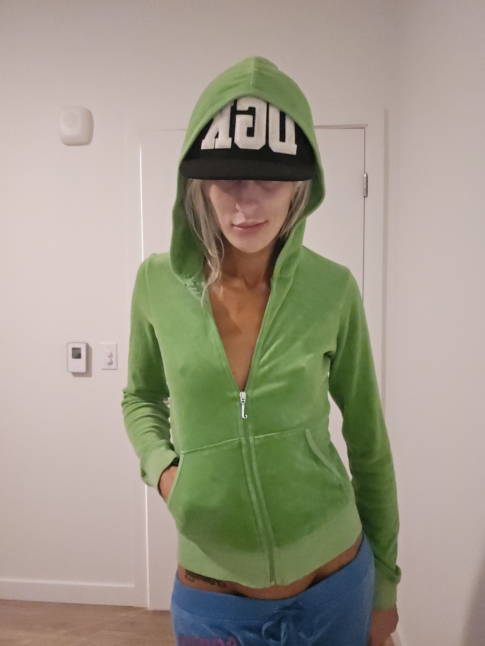 Y2K Juicy Couture Bright Green Velour Zip Up Hoodie